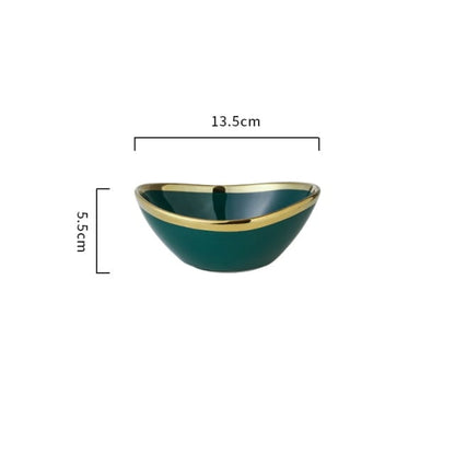 Luxury Green Glazed Ceramic Bowls with Gold Gilding - San Rocco Italia