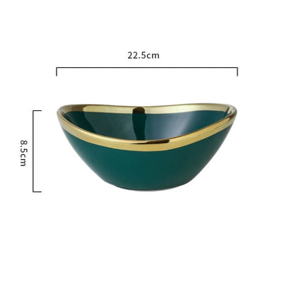 Luxury Green Glazed Ceramic Bowls with Gold Gilding - Premium Bowl - Shop now at San Rocco Italia
