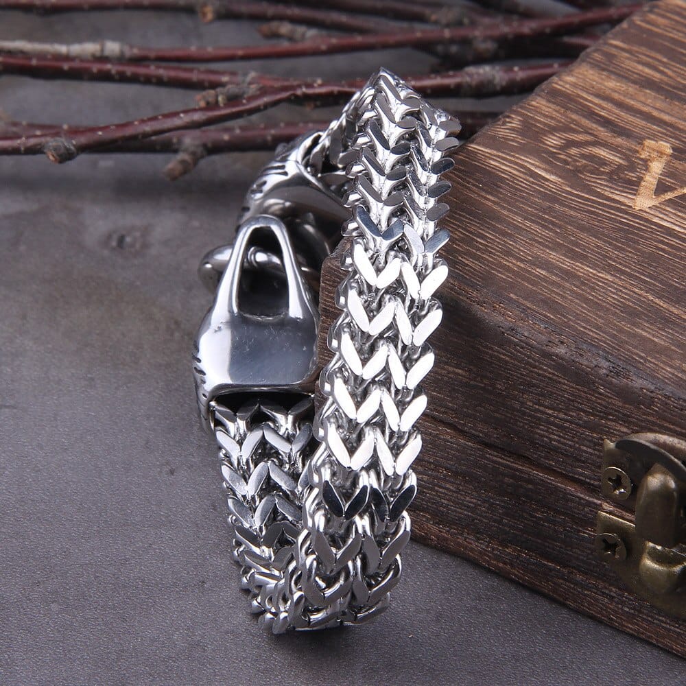 Stainless Steel Norse Never Fade Wolf Viking Bracelet for Men - San Rocco Italia