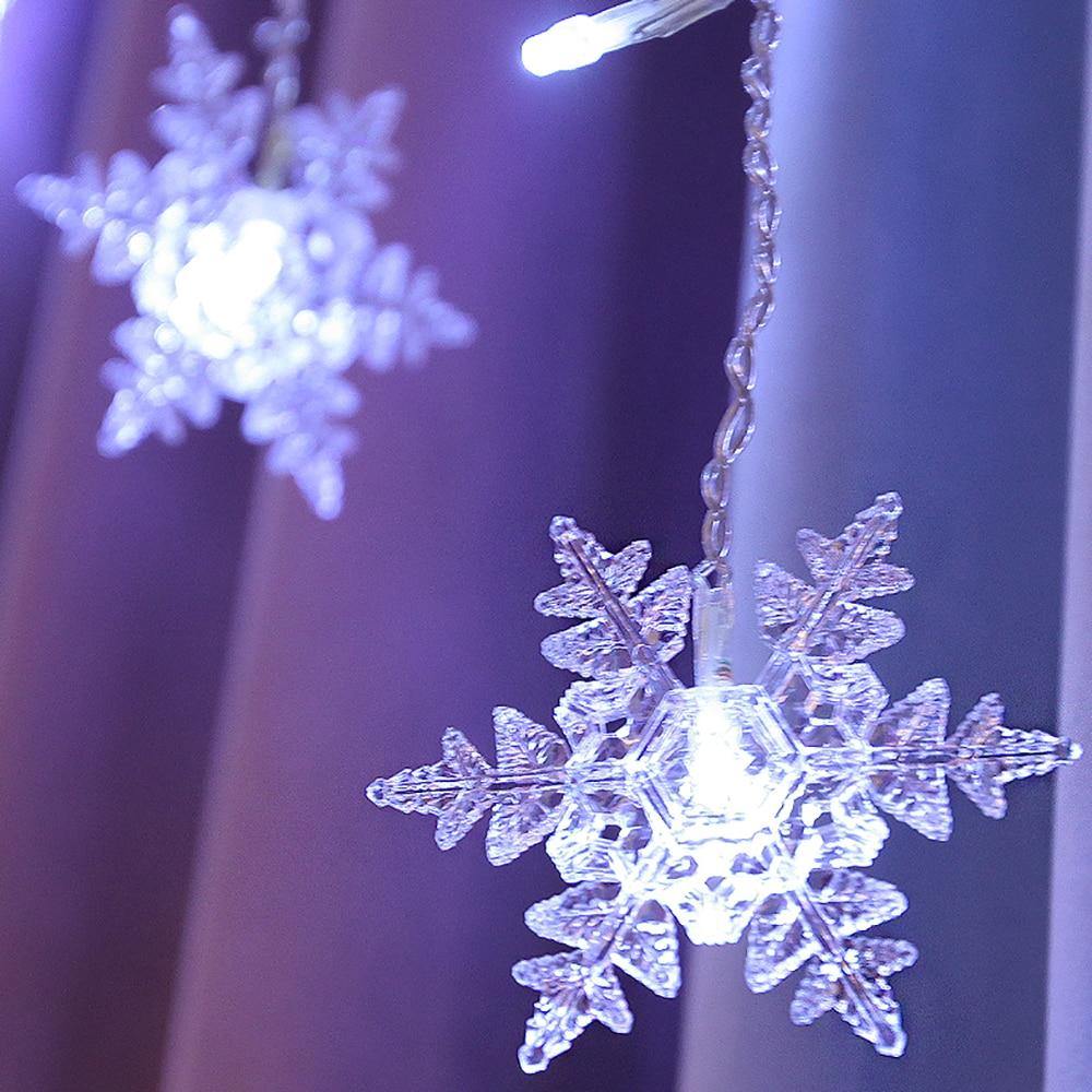 Flashing Indoor/Outdoor Snowflake LED Curtain Lights with 8 modes - Premium Christmas Lights - Shop now at San Rocco Italia