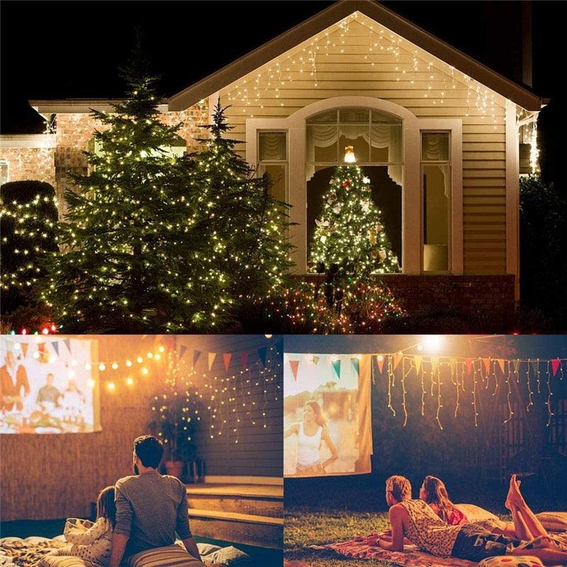 Indoor/Outdoor LED Waterfall Lights with 8 Modes - Premium Christmas Lights - Shop now at San Rocco Italia