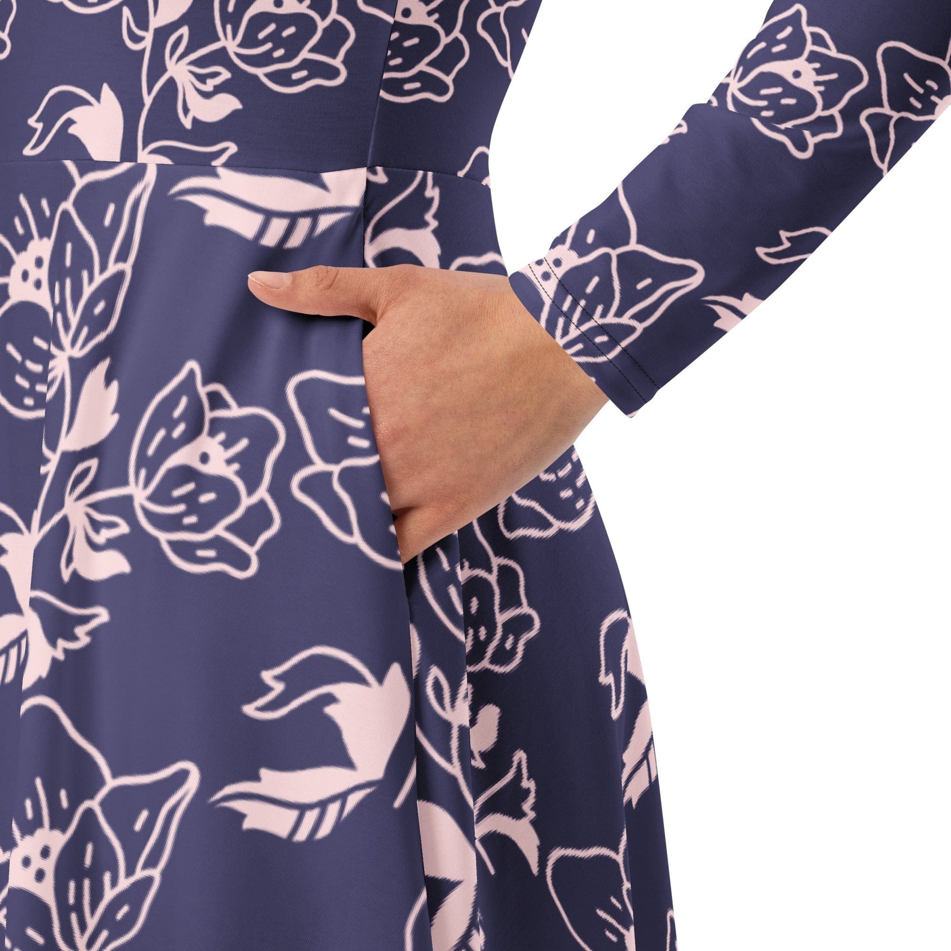 Cornflower print long sleeve midi dress - San Rocco Italia