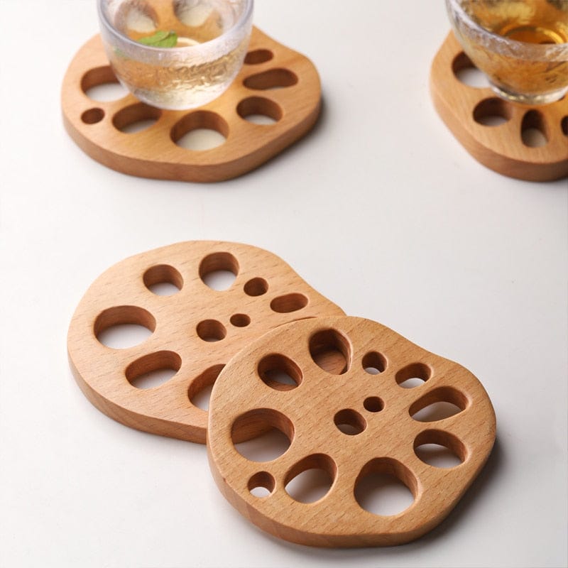 Lotus Root Wooden Coaster Set - 4 pieces - Premium Coasters - Shop now at San Rocco Italia