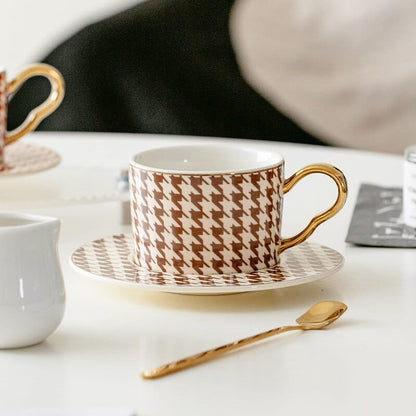 Colorful Houndstooth Tea / Coffee Cup and Saucer Set - Premium Coffee & Tea Cups - Just €34.95! Shop now at San Rocco Italia