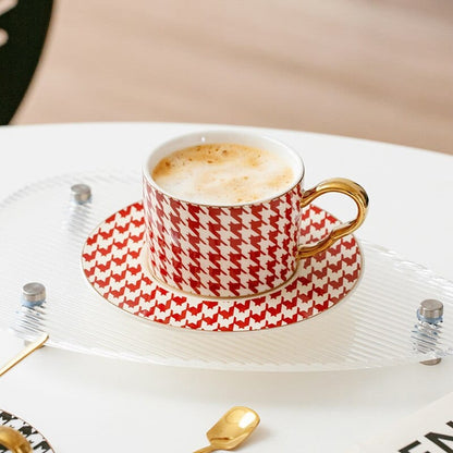 Colorful Houndstooth Tea / Coffee Cup and Saucer Set - Premium Coffee & Tea Cups - Just €34.95! Shop now at San Rocco Italia