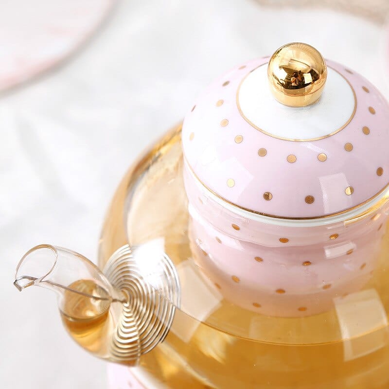 Pretty in Pink Afternoon Tea Set | Bone China Cups, Saucers, Teapot and Candle Teapot Warmer - Premium Coffee & Tea Sets - Shop now at San Rocco Italia