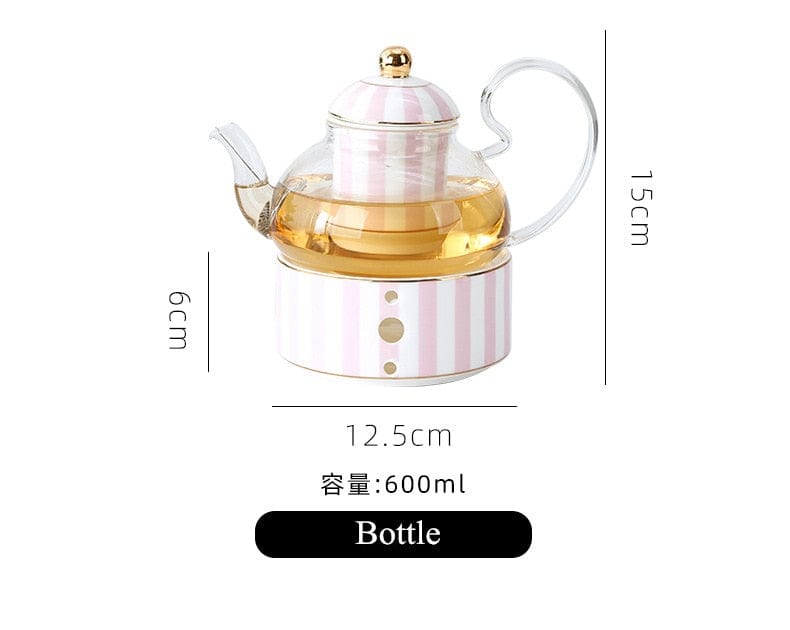 Pretty in Pink Afternoon Tea Set | Bone China Cups, Saucers, Teapot and Candle Teapot Warmer - Premium Coffee & Tea Sets - Shop now at San Rocco Italia