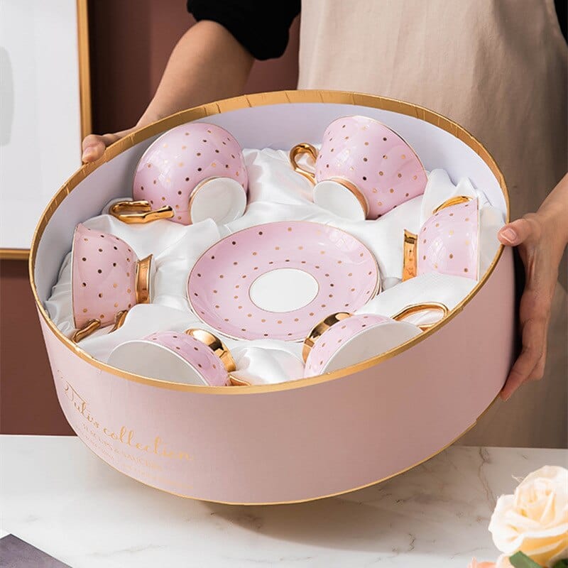 Pretty in Pink Afternoon Tea Set | Bone China Cups, Saucers, Teapot and Candle Teapot Warmer - Premium Coffee & Tea Sets - Shop now at San Rocco Italia