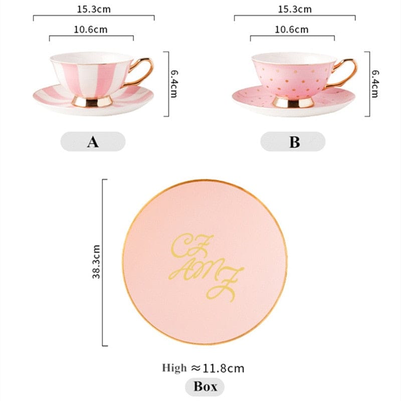 Pretty in Pink Afternoon Tea Set | Bone China Cups, Saucers, Teapot and Candle Teapot Warmer - Premium Coffee & Tea Sets - Shop now at San Rocco Italia