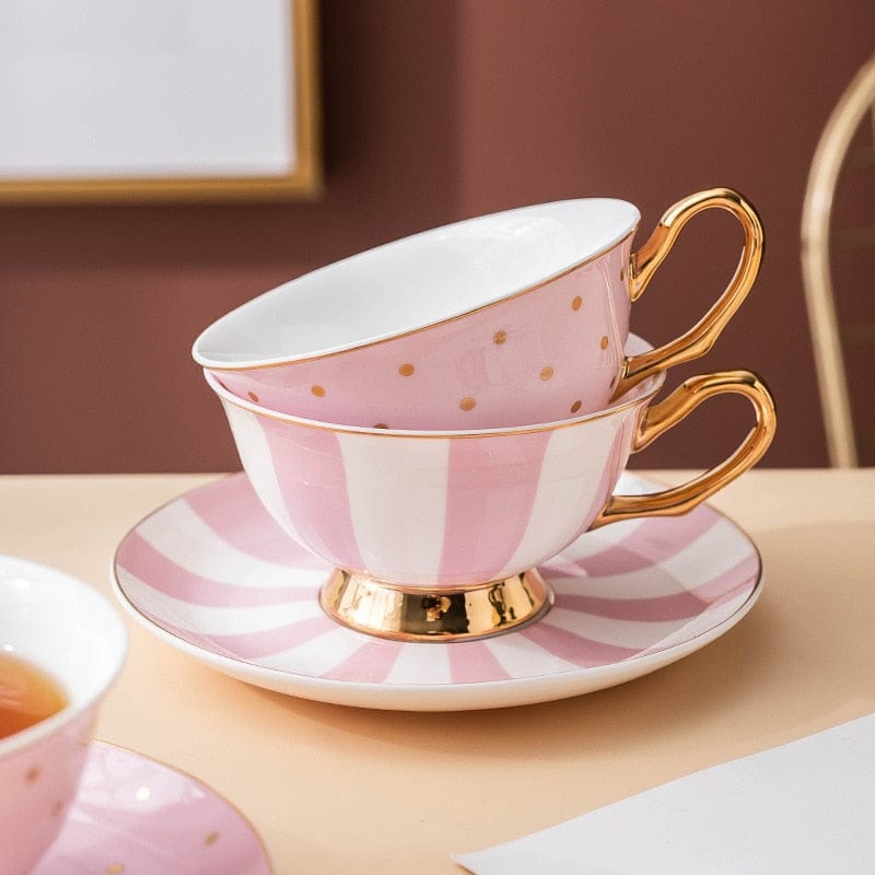 Pretty in Pink Afternoon Tea Set | Bone China Cups, Saucers, Teapot and Candle Teapot Warmer - Premium Coffee & Tea Sets - Shop now at San Rocco Italia