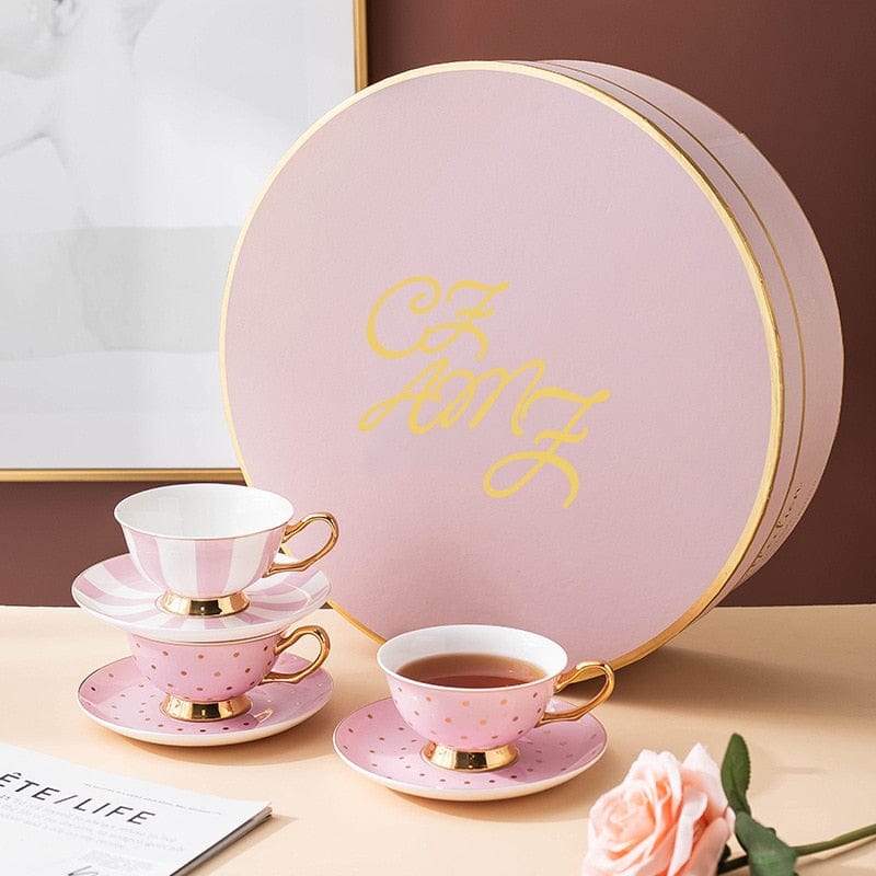 Pretty in Pink Afternoon Tea Set | Bone China Cups, Saucers, Teapot and Candle Teapot Warmer - Premium Coffee & Tea Sets - Shop now at San Rocco Italia