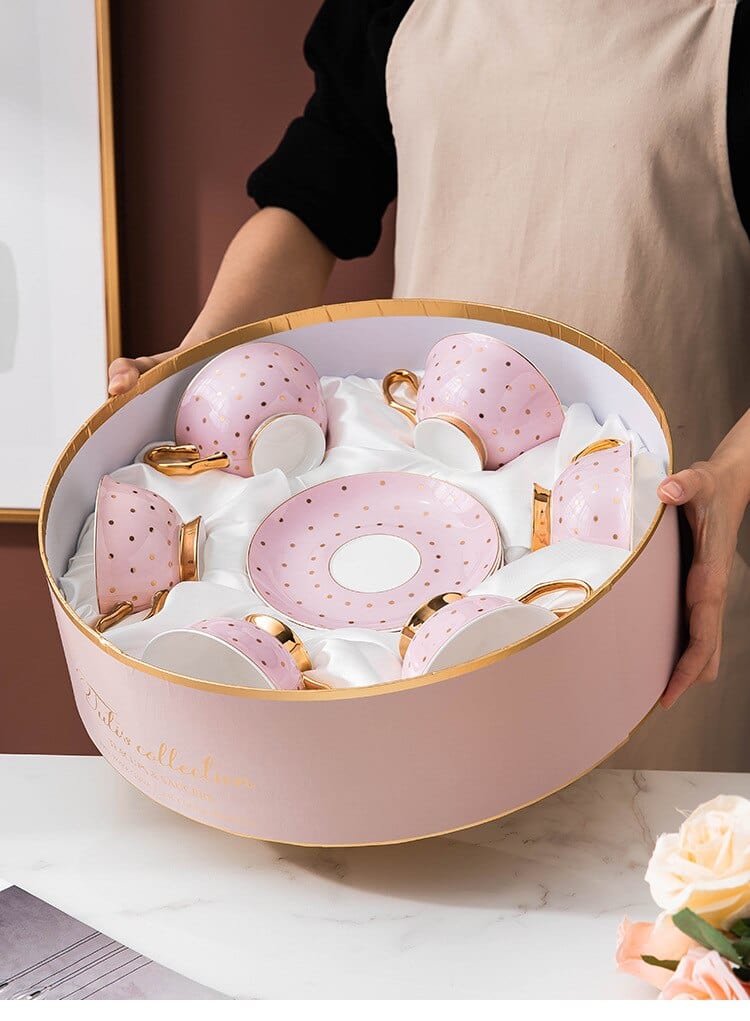 Pretty in Pink Afternoon Tea Set | Bone China Cups, Saucers, Teapot and Candle Teapot Warmer - Premium Coffee & Tea Sets - Shop now at San Rocco Italia