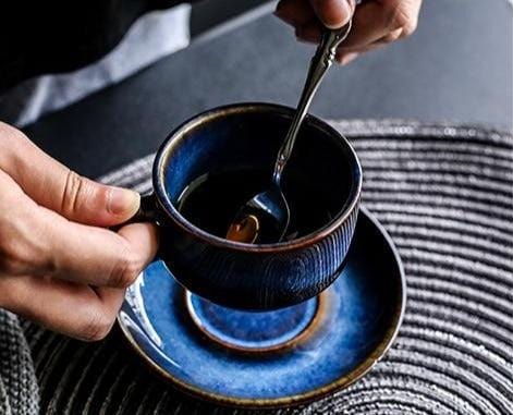 Deep Blue Ceramic Expresso/Coffee/Tea Cup and Saucer Set - 100 ml  or 180 ml - Premium Cups - Just €35.95! Shop now at San Rocco Italia