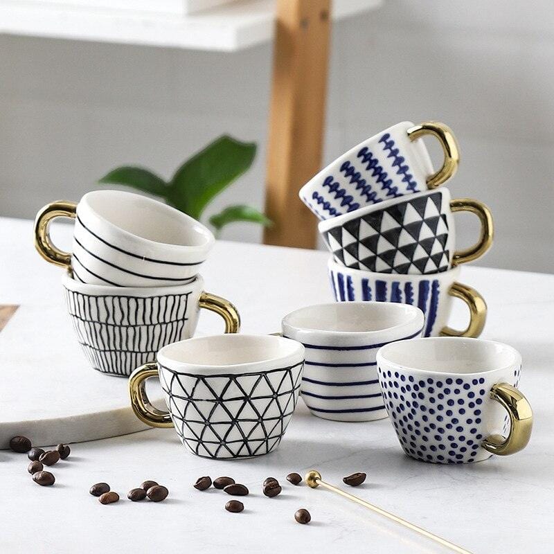 Hand-Painted Italian Style Espresso Cups - Small | 75 ml - Premium Cups - Shop now at San Rocco Italia