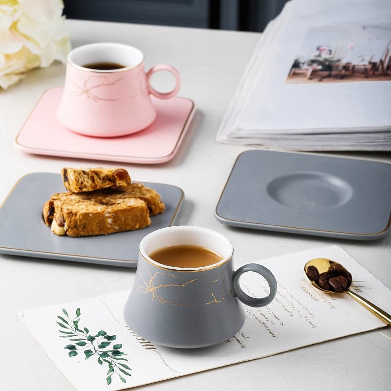 Marble Espresso Cups and Saucers | 80 ml - Premium Cups - Shop now at San Rocco Italia