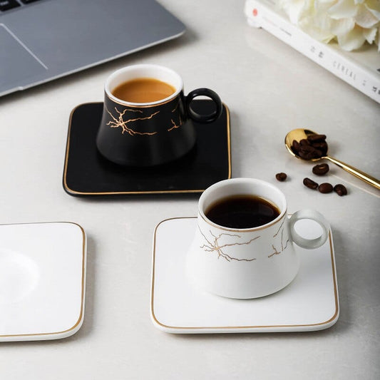 Marble Espresso Cups and Saucers | 80 ml - Premium Cups - Shop now at San Rocco Italia