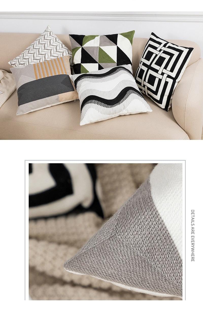 Geometric Embroidered Cushion Covers | 45x45 cm - Cusion Cover -  sanroccoitalia.it