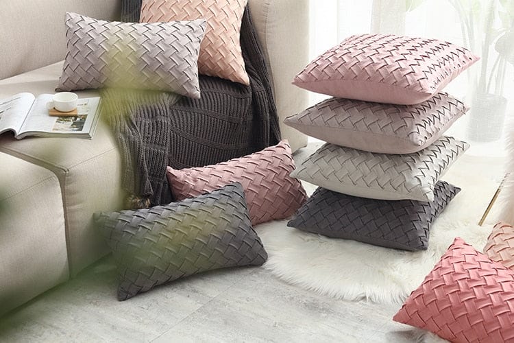 Soft Pastel Faux Suede Woven Throw Pillow Covers | 45x45cm/30x50cm - Premium Cusion Cover - Shop now at San Rocco Italia