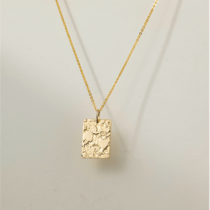 Custom Engraved Gold Necklace with Hammered Pendant | 14K Gold Filled -  - San Rocco Italia