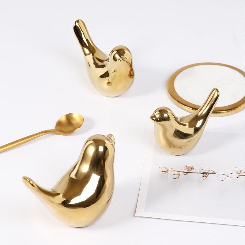 Gold Ceramic Bird Figurines - Premium Decoration - Shop now at San Rocco Italia