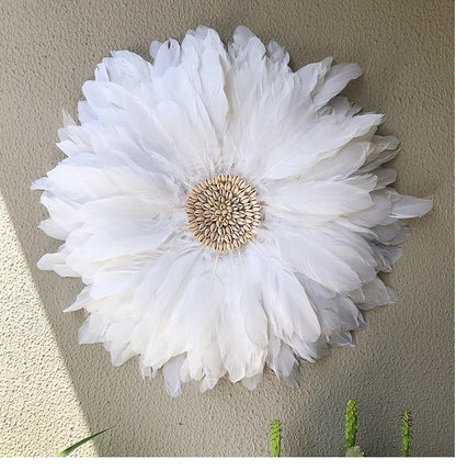 Handmade Feather and Shell Flower Wall Hanging Decoration - Premium Decoration - Just €42.95! Shop now at San Rocco Italia
