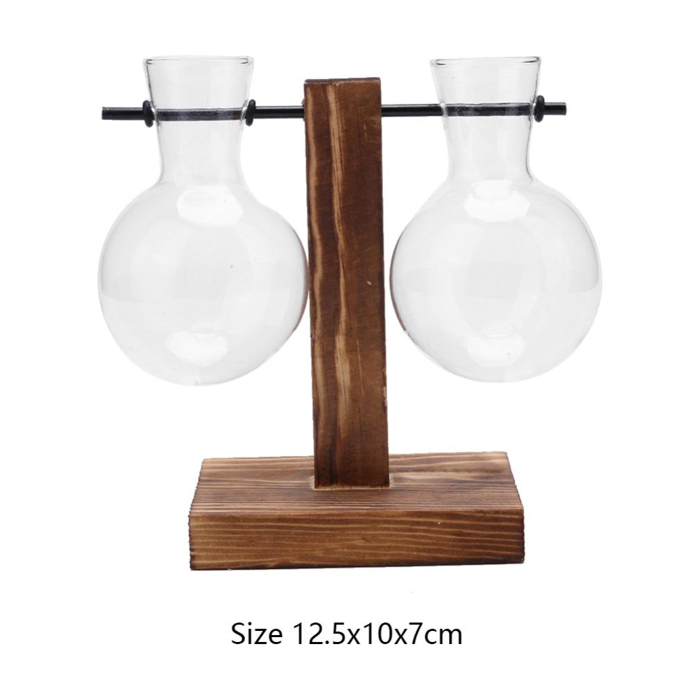 Tabletop Clear Glass and Wood Vases - Premium Decoration - Just €16.95! Shop now at San Rocco Italia
