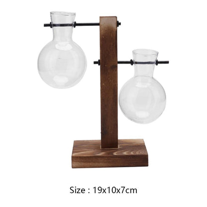 Tabletop Clear Glass and Wood Vases - Premium Decoration - Shop now at San Rocco Italia