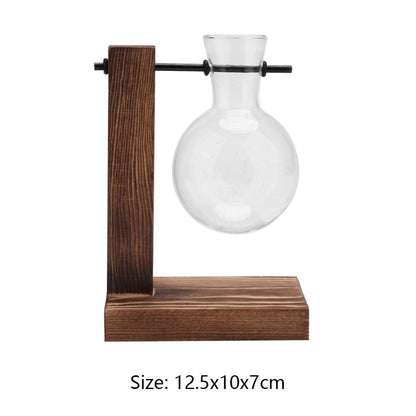 Tabletop Clear Glass and Wood Vases - Premium Decoration - Just €16.95! Shop now at San Rocco Italia