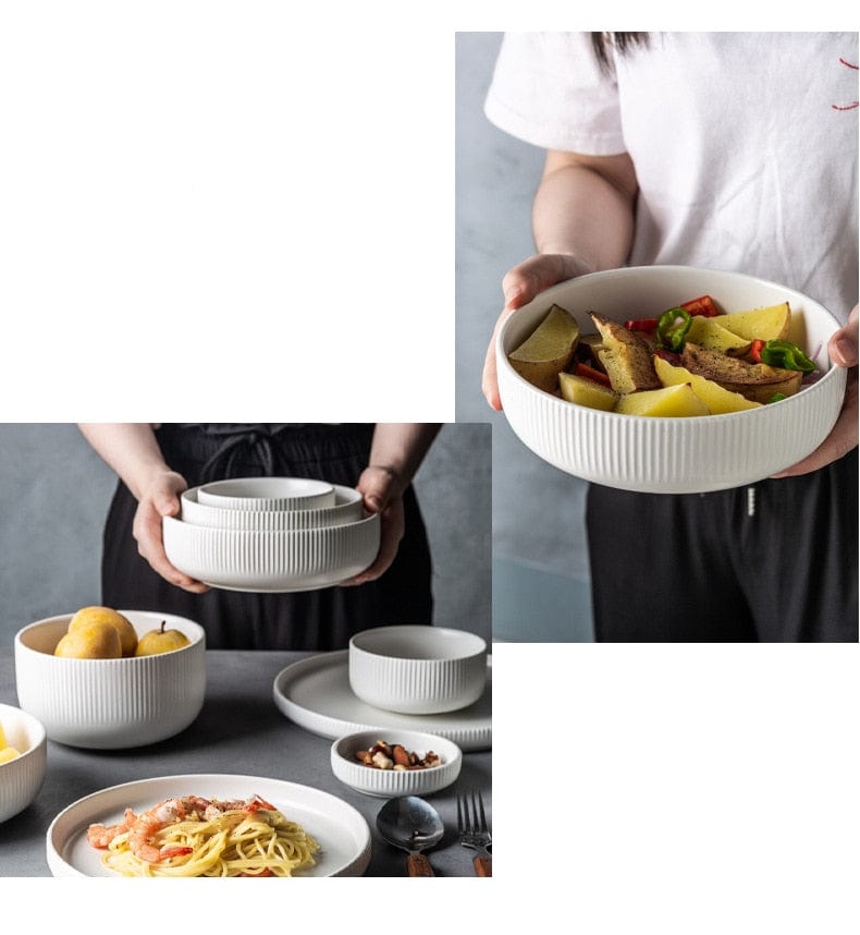 Japanese Style Matte Dinnerware - White and Black - Dinnerware - San Rocco Italia