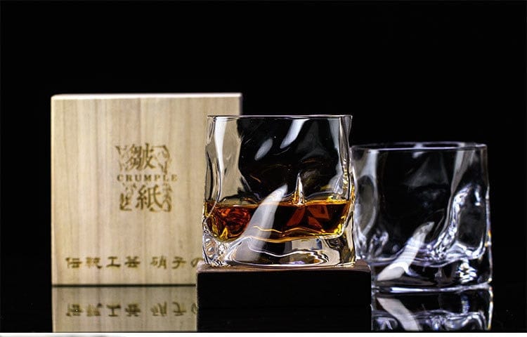 Japanese Style Edo Crystal Crumpled Paper Whisky Glass - drinkware - San Rocco Italia