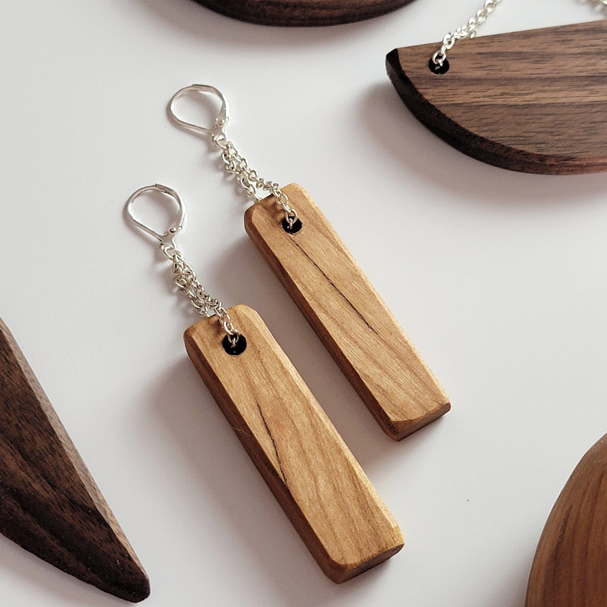 Wooden Rectangle Bar Lever Back Earrings - Premium Earrings - Just €49.95! Shop now at San Rocco Italia