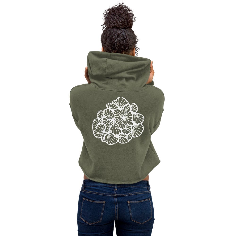 Ethereal Blossom Crop Hoodie with Embroidered Logo - Premium Women's Cropped Hoodie | Bella + Canvas 7502 - Shop now at San Rocco Italia