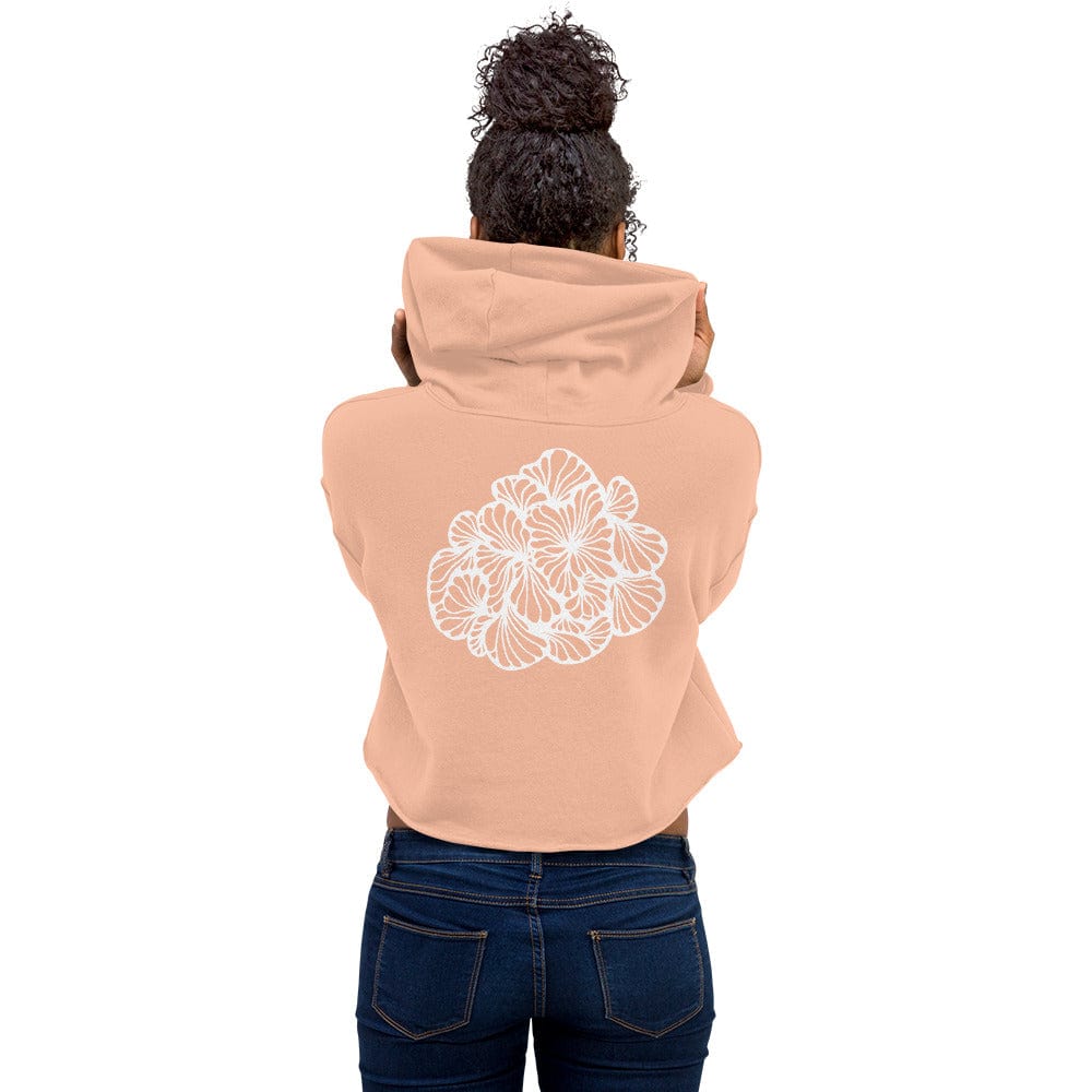 Ethereal Blossom Crop Hoodie with Embroidered Logo - Premium Women's Cropped Hoodie | Bella + Canvas 7502 - Shop now at San Rocco Italia