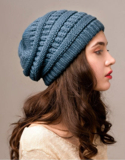 Fleece Lined Winter Knitted Slouchy Beanie Hat -  - San Rocco Italia