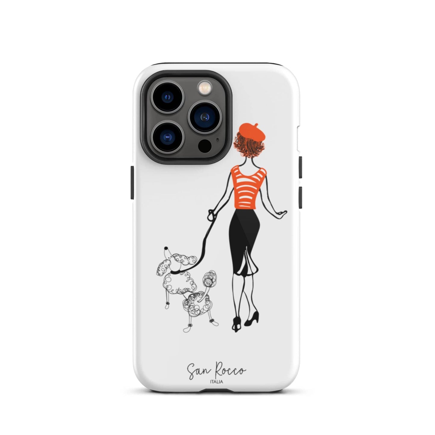 Girl with French Poodle Tough iPhone Case - Premium  - Shop now at San Rocco Italia