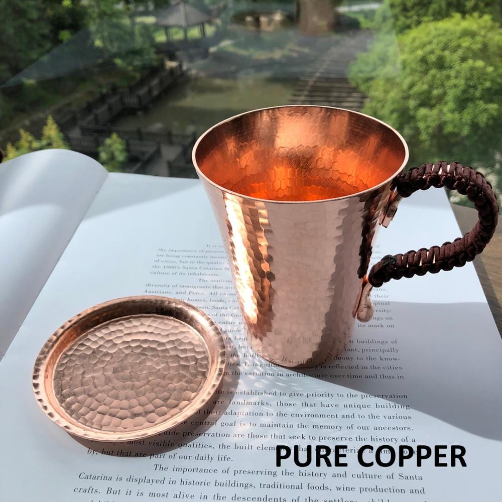 Hammered Copper Cups with Lid - Premium  - Shop now at San Rocco Italia