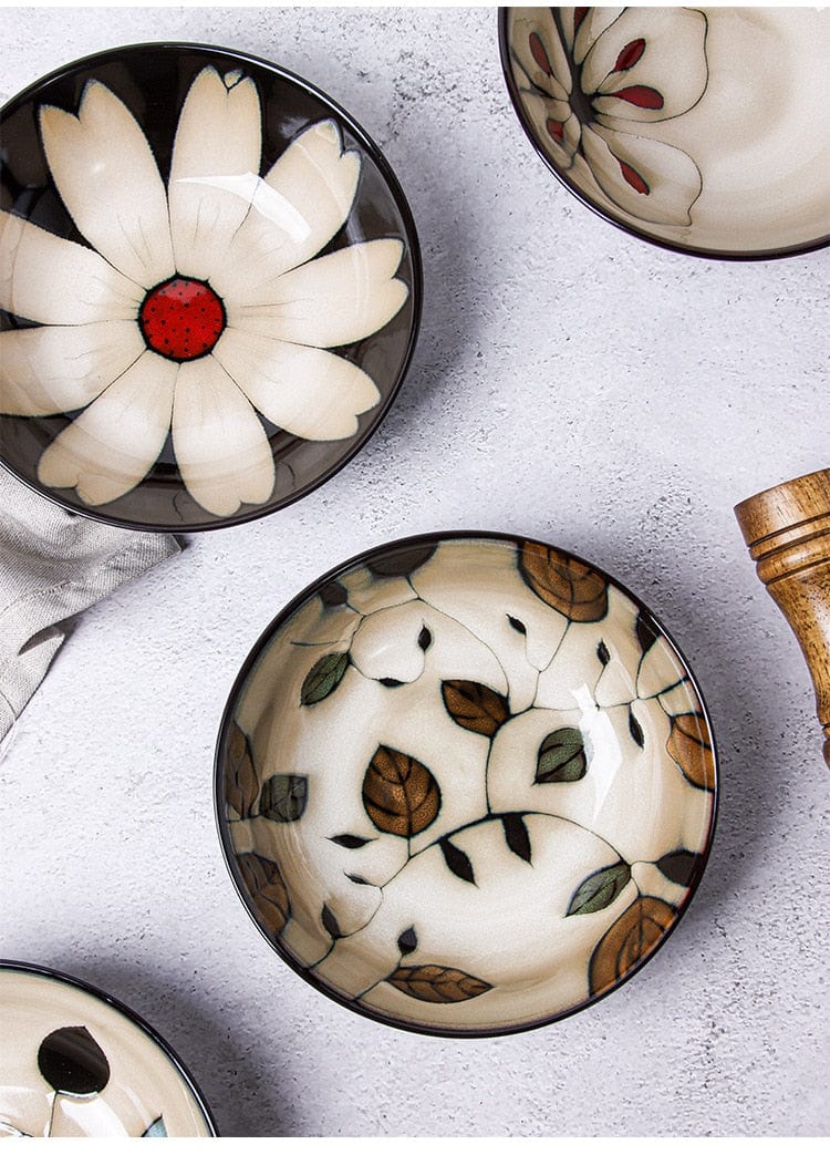 Hand-painted floral and nature ceramic bowls - 19.5-22 cm (approx. 7.67-8.66") - Premium  - Shop now at San Rocco Italia