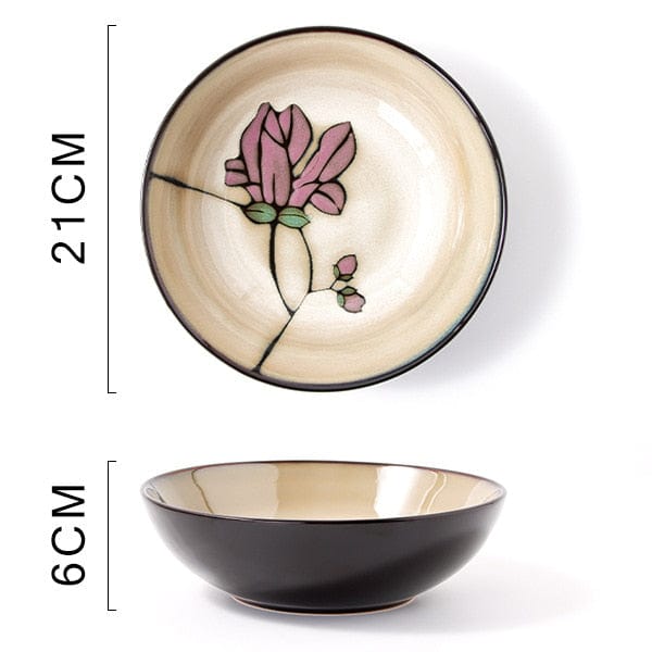 Hand-painted floral and nature ceramic bowls - 19.5-22 cm (approx. 7.67-8.66") - Premium  - Shop now at San Rocco Italia