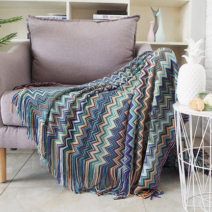 Soft Zig Zag Throw Blanket with Tassels - Premium Home - Just €49.95! Shop now at San Rocco Italia