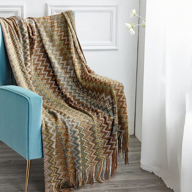 Soft Zig Zag Throw Blanket with Tassels - Premium Home - Shop now at San Rocco Italia
