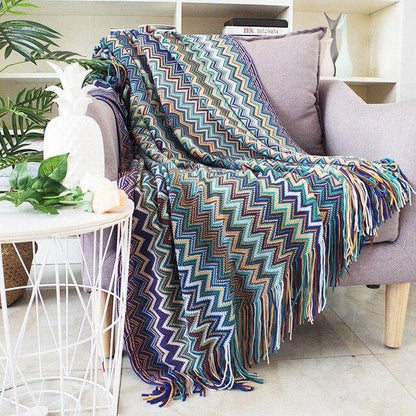 Soft Zig Zag Throw Blanket with Tassels - Premium Home - Shop now at San Rocco Italia