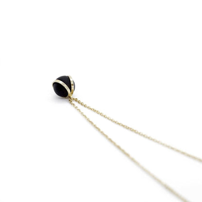 Gold Black Ball Charm Pendant Necklace -  www.sanroccoitalia.it - Jewellery