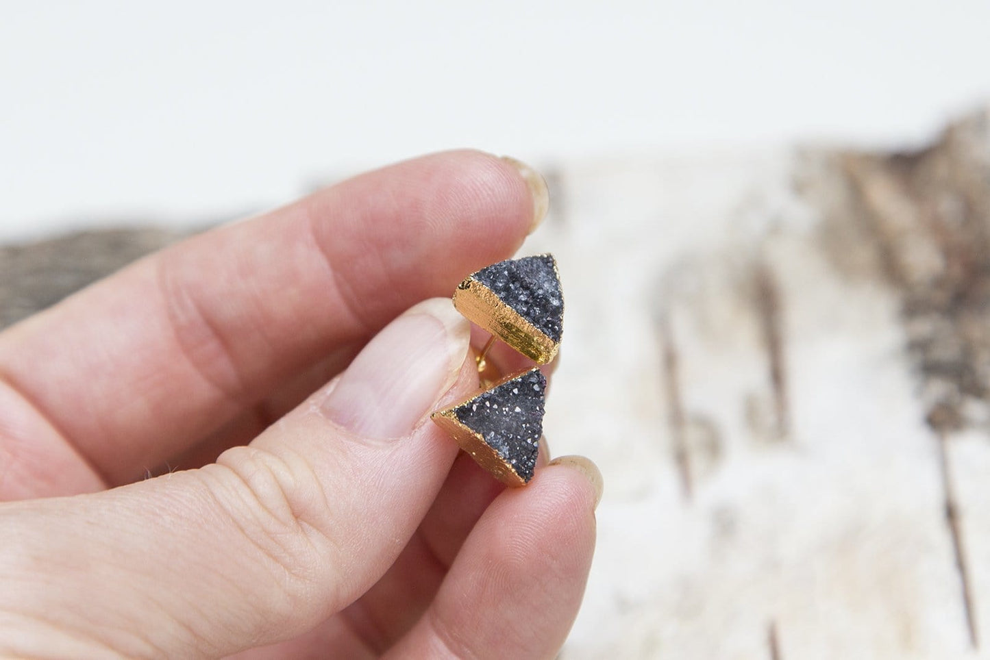 Black triangle druzy earrings - Premium Jewelry & Accessories - Earrings - Shop now at San Rocco Italia