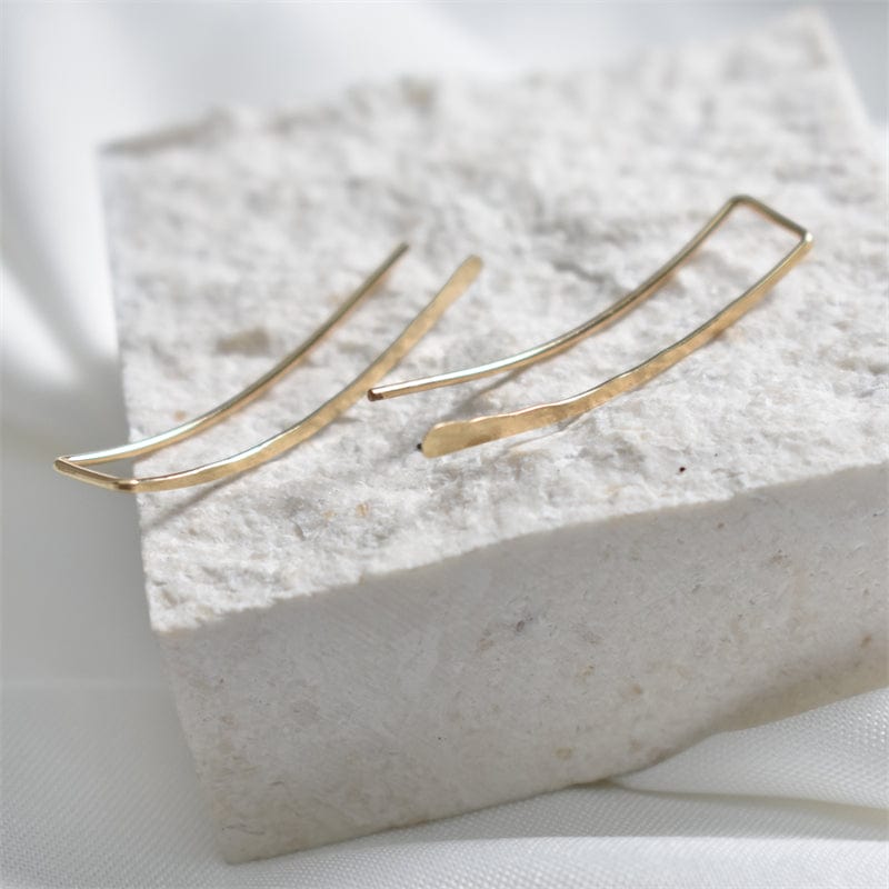 Handmade Hammered Ear Climber Earrings | 14K Gold Filled or Sterling Silver - Jewelry & Accessories - Earrings - San Rocco Italia
