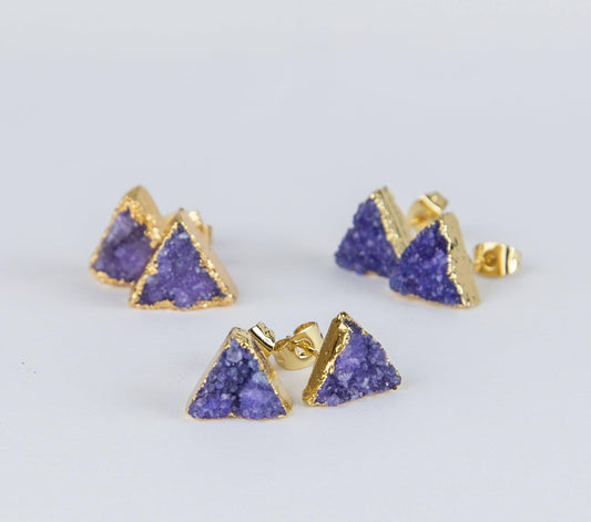 Purple triangle druzy earrings - Premium Jewelry & Accessories - Earrings - Just €29.95! Shop now at San Rocco Italia