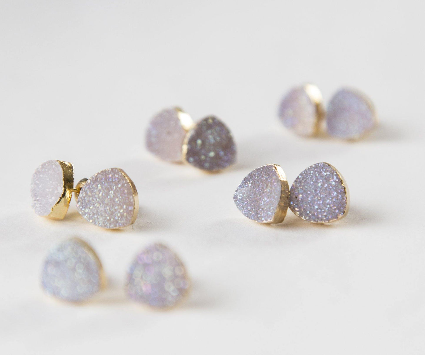 Small white druzy gold plated earrings - Premium Jewelry & Accessories - Earrings - Just €27.95! Shop now at San Rocco Italia
