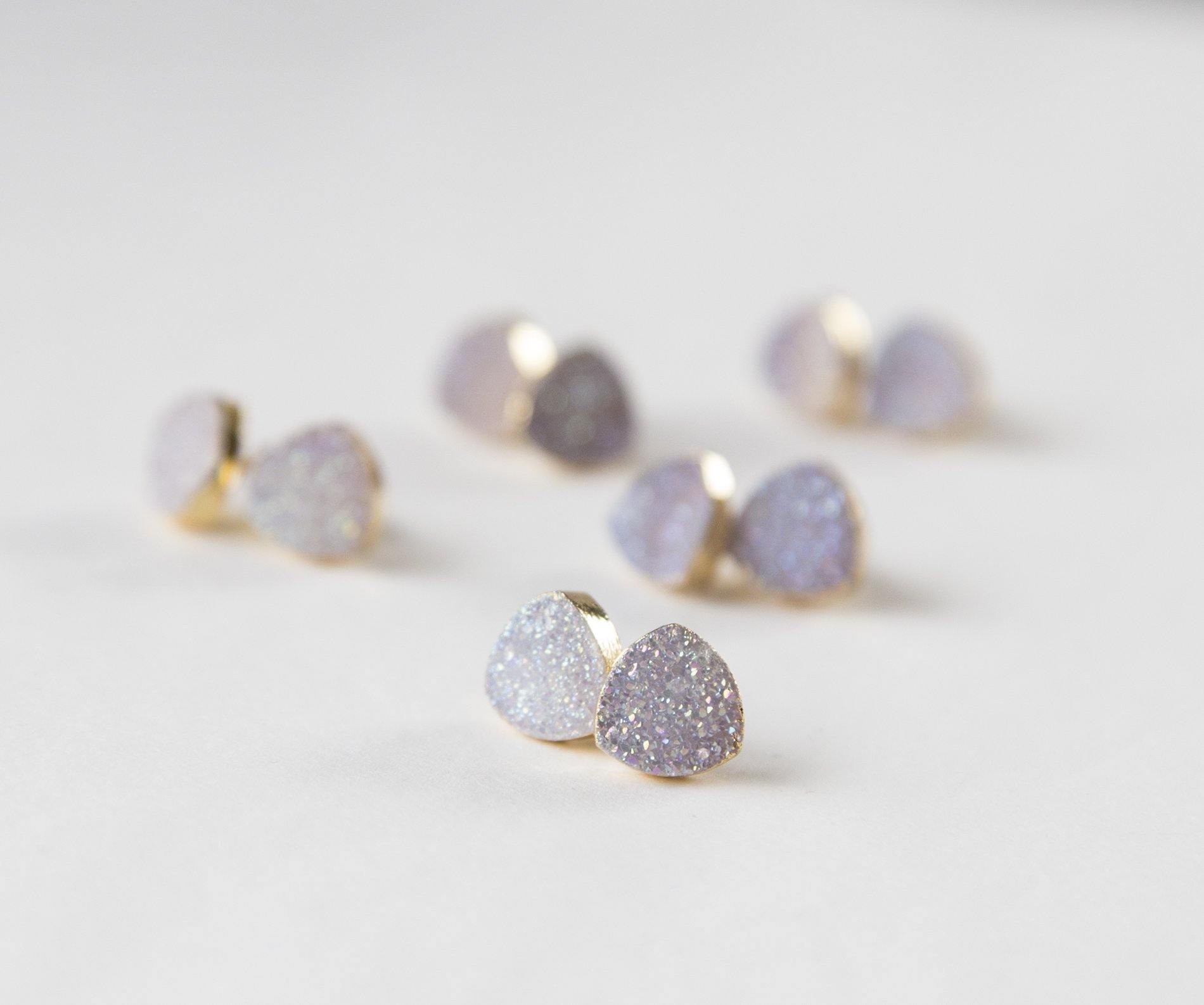 Small white druzy gold plated earrings - Premium Jewelry & Accessories - Earrings - Shop now at San Rocco Italia