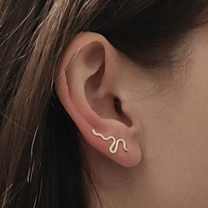 Squiggle Ear Climber Earrings | Gold Filled or Sterling Silver - Premium Jewelry & Accessories - Earrings - Shop now at San Rocco Italia