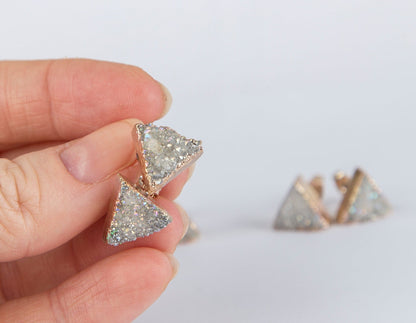 White triangle druzy earrings - Premium Jewelry & Accessories - Earrings - Shop now at San Rocco Italia