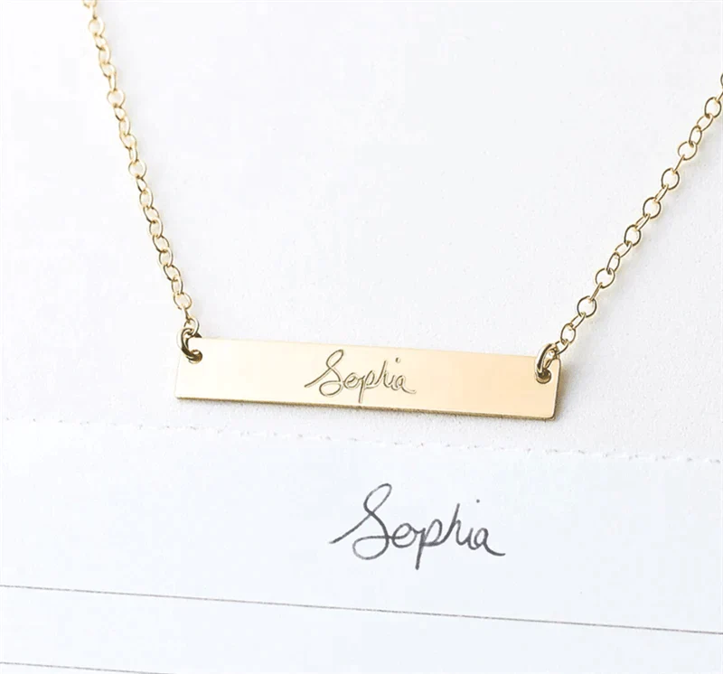 Handwriting Bar Necklace | 14K Gold Filled - Jewelry & Accessories - Necklaces - San Rocco Italia